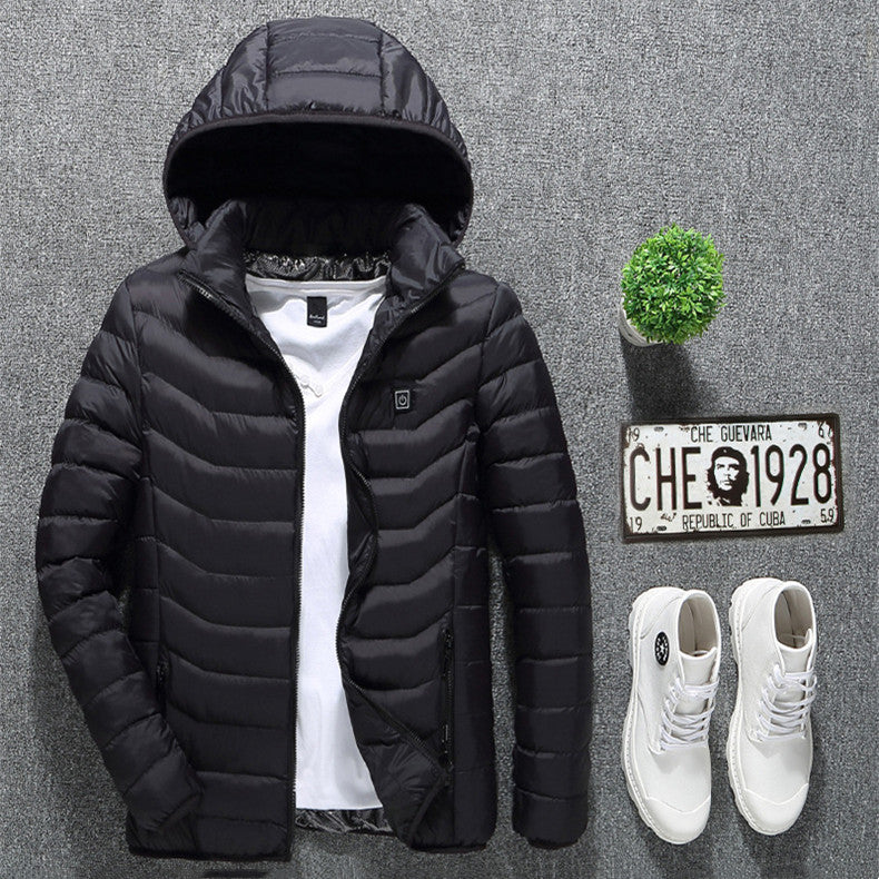 Winter Heated Jacket USB Electric Cotton Coat Zip-up Heater Thermal Clothing Heating Vest For Men by null