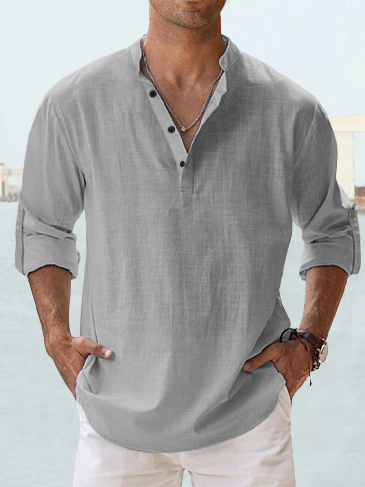 New Men's Casual Blouse Cotton Linen Shirt Loose Tops Long Sleeve Tee Shirt Spring Autumn Casual Handsome Men's Shirts by null