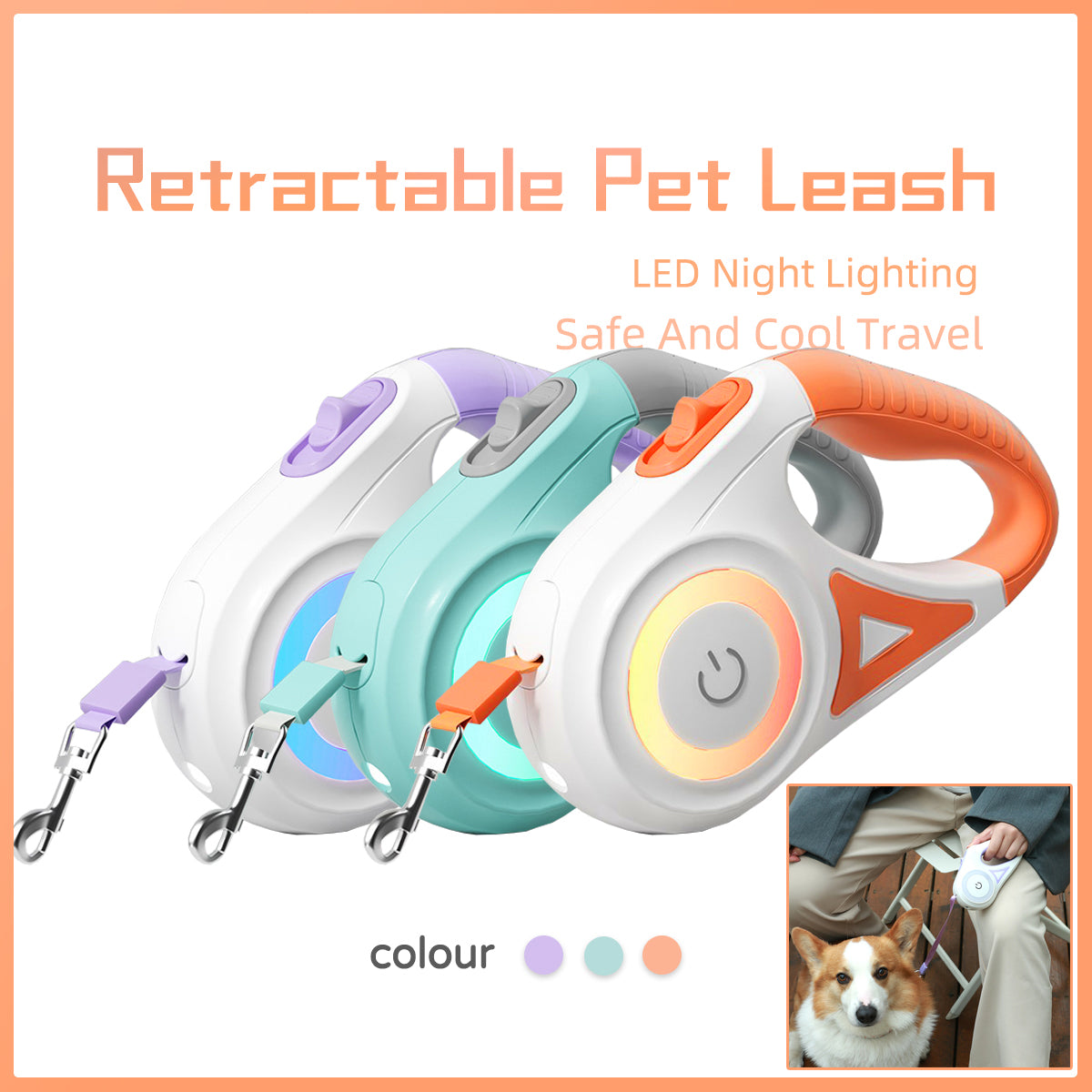 Buy Dog Leash Retractable Leash And Dog Collar Spotlight Automatic Pet Dog Cat Traction Rope For Small Medium Dogs Pet Product online at DLC Market