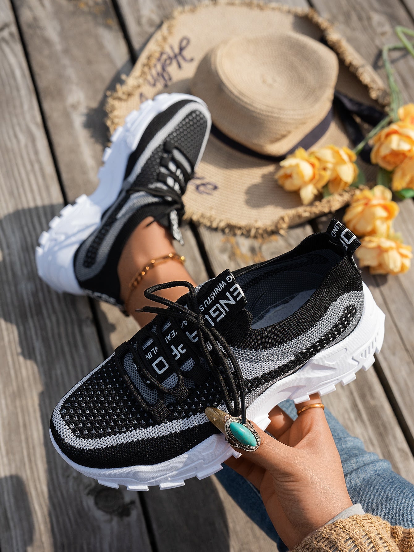 Buy Flyknit Mesh Shoes Women's Breathable Lace-up Sneakers Walking Running Casual Shoes online at DLC Market