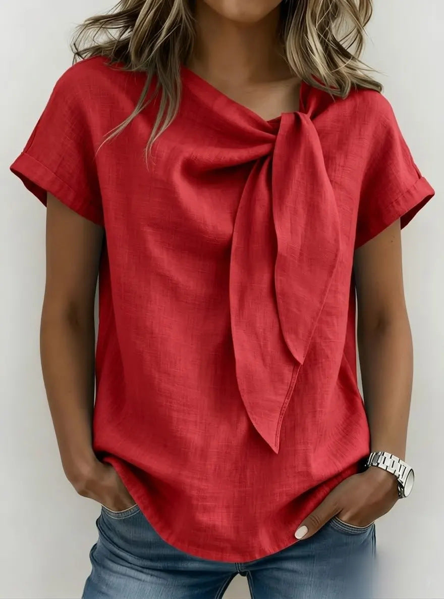 Women's Summer Short Sleeve Casual T-Shirt - Cotton Blend Lightweight Everyday Top For Daily Wear by null