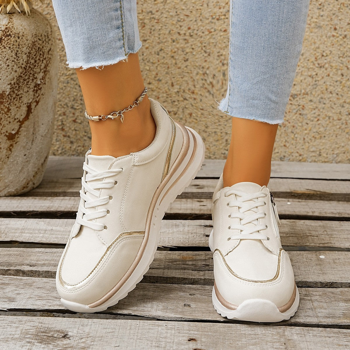 Buy Side-zip Breathable Sneakers With A Chunky Sole For Comfort online at DLC Market