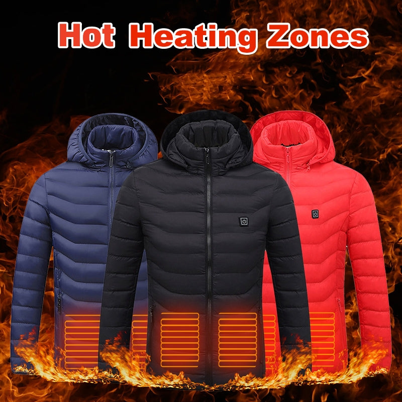 Winter Heated Jacket USB Electric Cotton Coat Zip-up Heater Thermal Clothing Heating Vest For Men by null