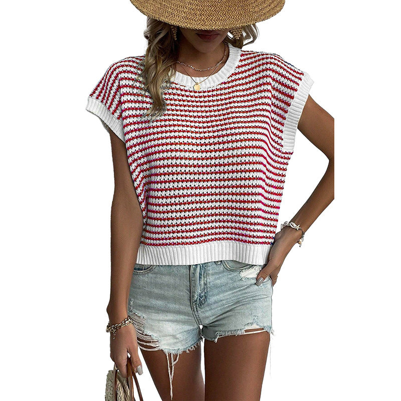 Buy Women's Summer Stripes Patchwork Knitting Vest Top online at DLC Market