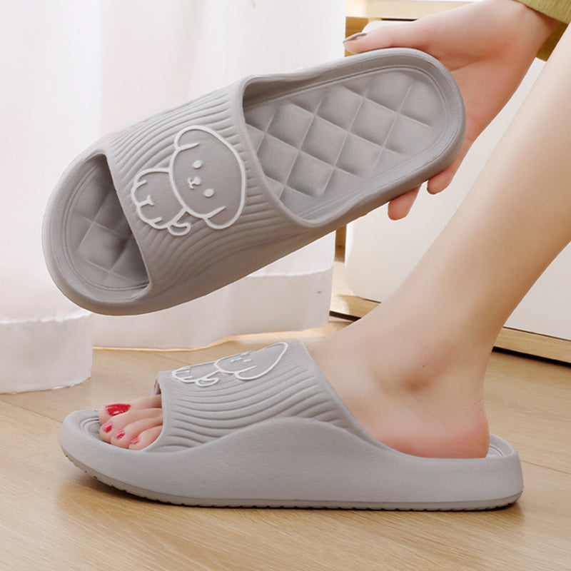 Buy Cute Cartoon Dog Slippers Summer Solid Color Non-slip Rhombus Bathroom Slipper Indoor House Shoes For Men Women Couples online at DLC Market