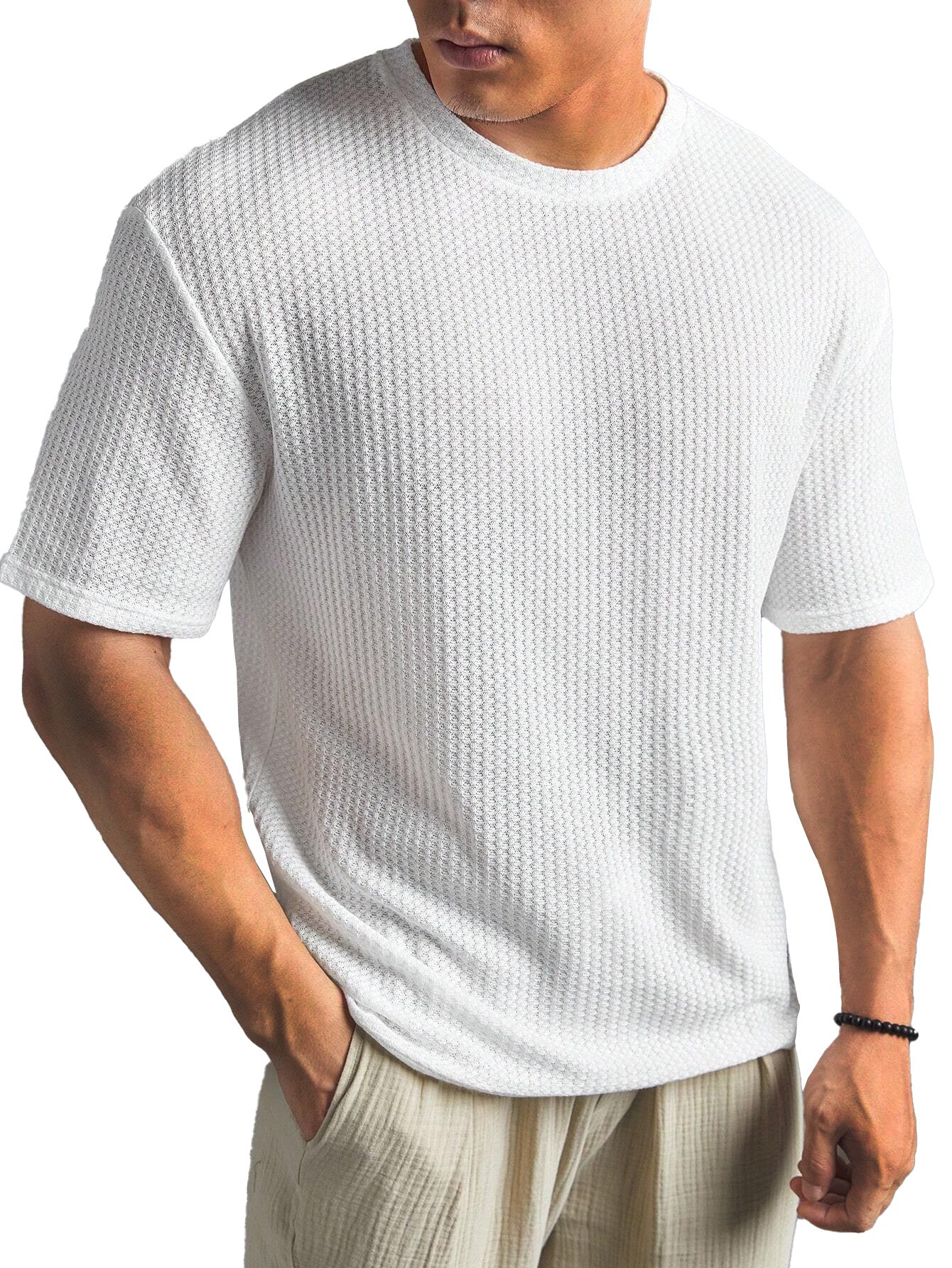 Casual Versatile Solid Color Men's Summer T-shirt by null