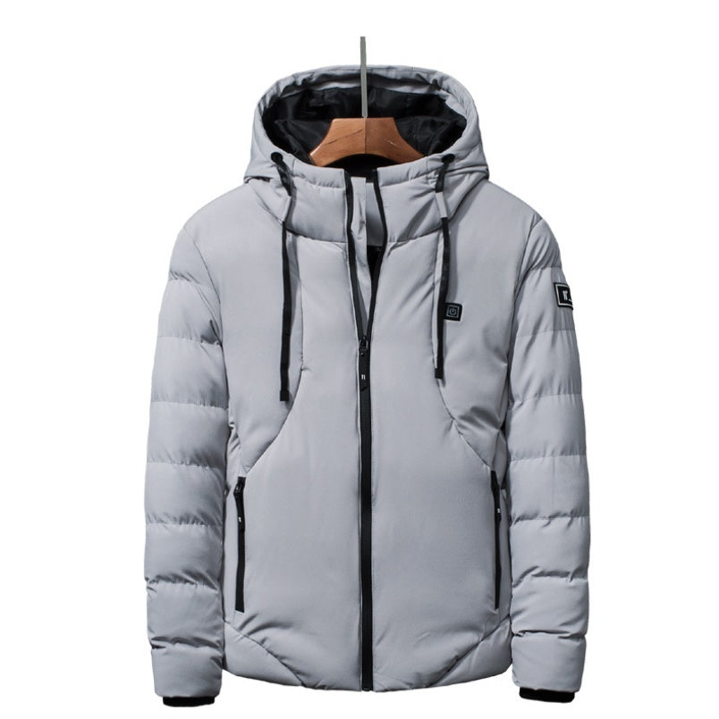 New Men Women Cotton Coat USB Smart Electric Heated Jackets Winter Thicken Down Hooded Outdoor Hiking Ski Clothing 7XL by null