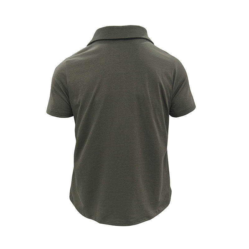 Summer Lapel Button Polo Shirt With Pockets Outdoor Fashion Short Sleeve Tops For Men Clothing by null