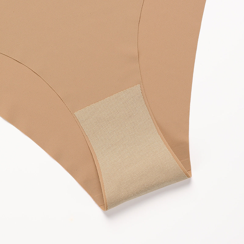 Buy Seamless Ice Silk Underwear For Women With V-shaped Waistband. One-piece Pure Cotton Crotch Breathable Women's Briefs. online at DLC Market