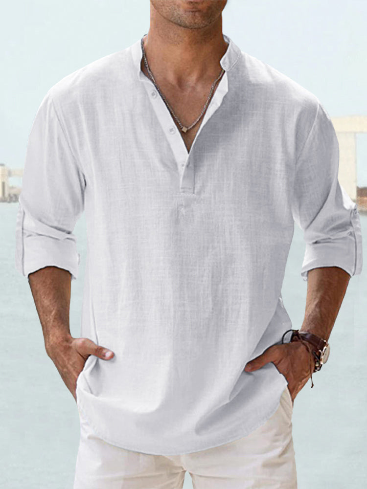 New Men's Casual Blouse Cotton Linen Shirt Loose Tops Long Sleeve Tee Shirt Spring Autumn Casual Handsome Men's Shirts by null