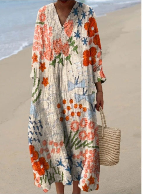 Buy Women's Comfortable Loose Printed Long Dress online at DLC Market