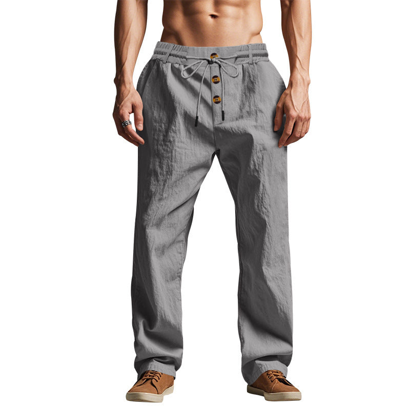 Men's Trousers Breathable Skin-Friendly Loose Fit Casual Beach Pants For Sports Summer by null