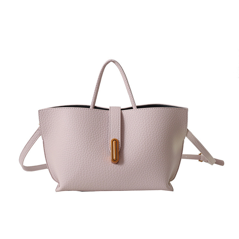 Buy INS Litchi Pattern Shoulder Bag Fashion Zipper Bucket Bag High Capacity Totes Handbag For Women online at DLC Market