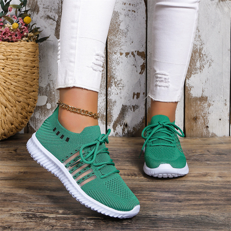 Buy Casual Lace-up Mesh Sneakers Breathable Flying Woven Round Toe Walking Running Sports Shoes online at DLC Market