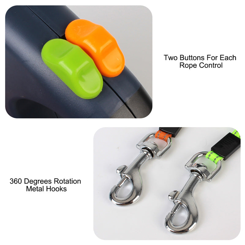 Buy Retractable Dog Leash For Small Dogs Reflective Dual Pet Leash Lead 360 Swivel No Double Dog Walking Leash With Lights Pet Products online at DLC Market