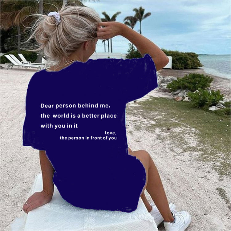 Buy New Fashion Womens Letter T-Shirt Round Neck Short Sleeve Slogan Tee Top online at DLC Market