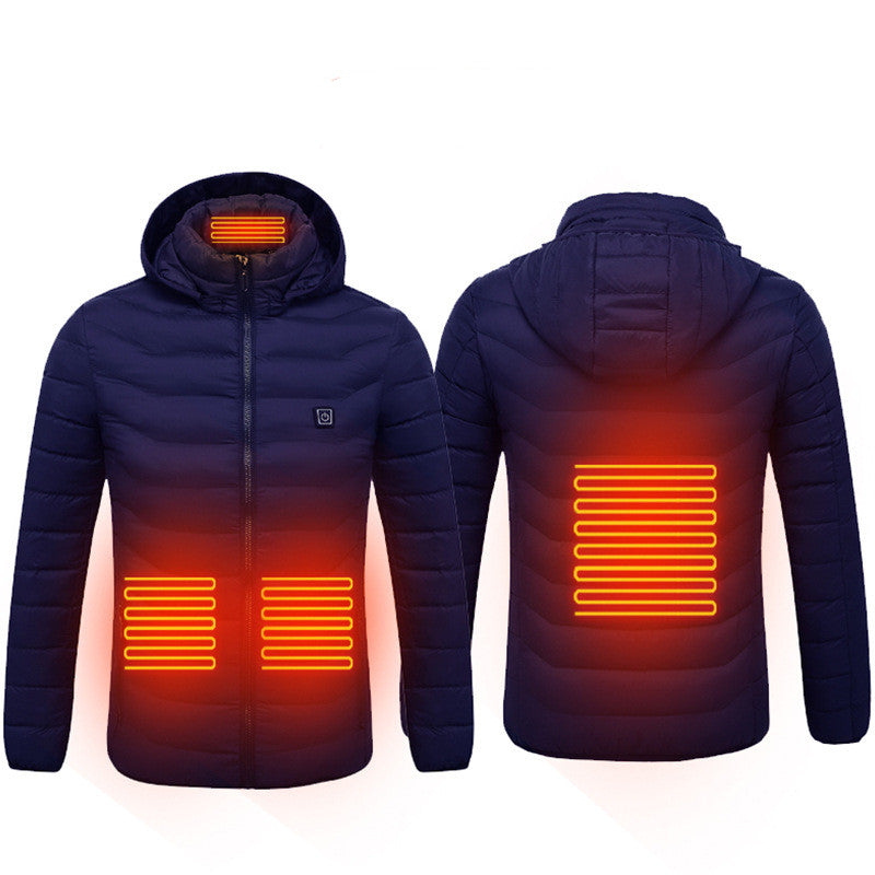 Winter Heated Jacket USB Electric Cotton Coat Zip-up Heater Thermal Clothing Heating Vest For Men by null