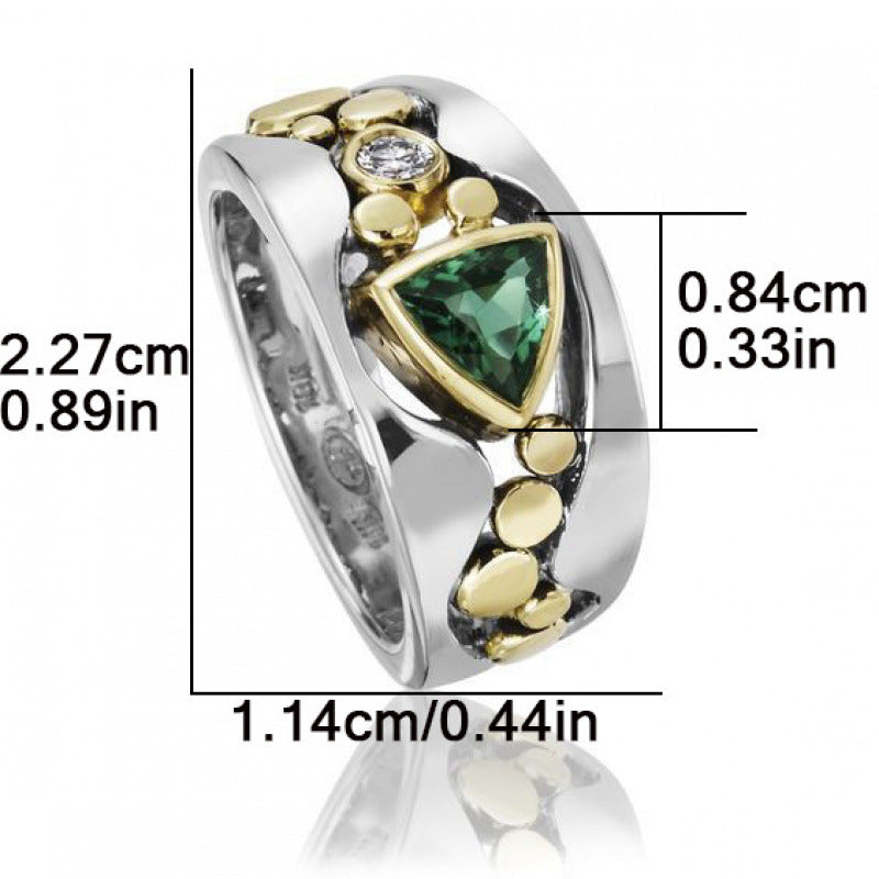 Buy Creative Hollowed-out Design Engagement Ring Set With Green Zircons online at DLC Market