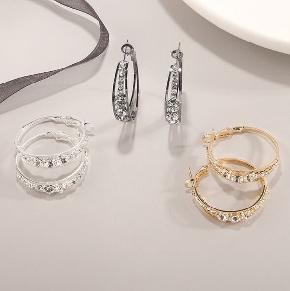Buy European And American Air Drill Mosaic Women's Earrings online at DLC Market