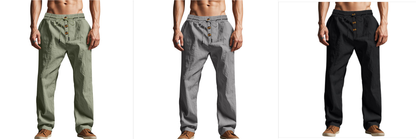 Men's Trousers Breathable Skin-Friendly Loose Fit Casual Beach Pants For Sports Summer by null