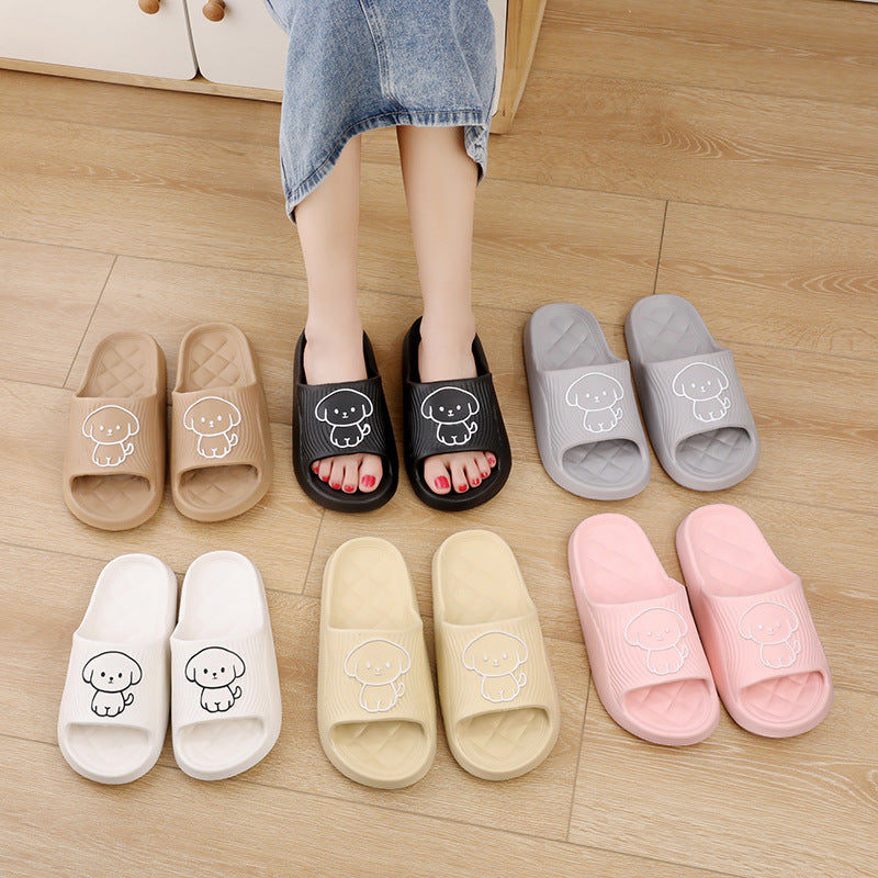 Buy Cute Cartoon Dog Slippers Summer Solid Color Non-slip Rhombus Bathroom Slipper Indoor House Shoes For Men Women Couples online at DLC Market