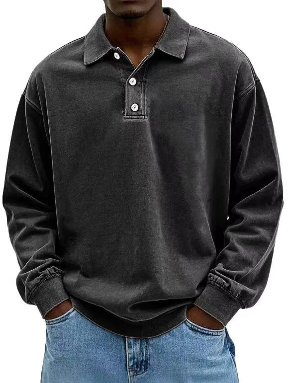 Fall Men's Long Sleeve Polo Shirts Casual Breathable Comfortable Tees Shirt Solid High Quality Sweatshirt Male T-Shirt by null
