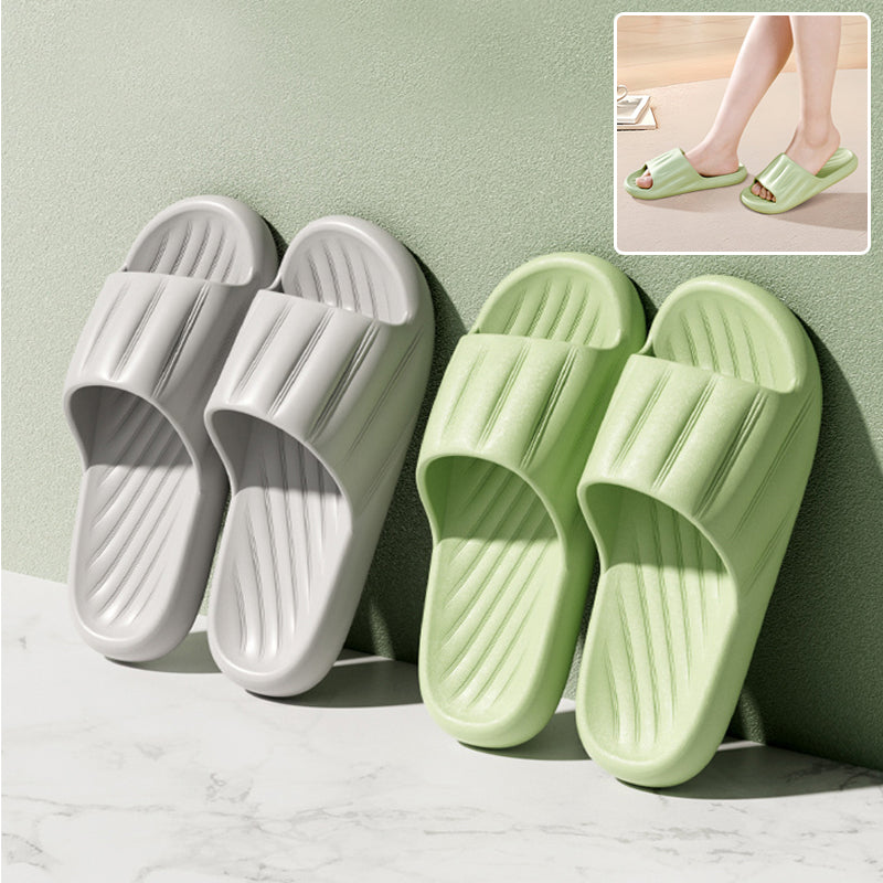 Buy Fashion Solid Color Striped Home Slippers Summer Thick Bottom Non-slip Bathroom Slipper Women Men Couples Shoes online at DLC Market