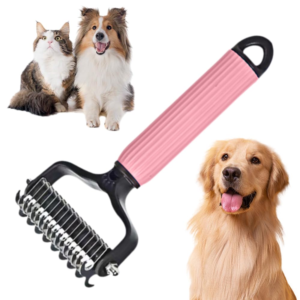 Buy Upgraded Pet Safe Dematting Comb For Dogs Cats Deshedding Undercoat Rake With Double-Sided Stainless Steel Teeth Dogs Cats Grooming Brush For Detangling Thinning Shedding online at DLC Market