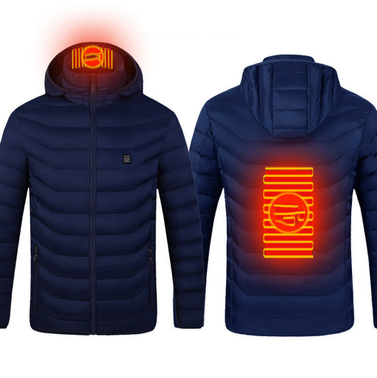 Winter Heated Jacket USB Electric Cotton Coat Zip-up Heater Thermal Clothing Heating Vest For Men by null