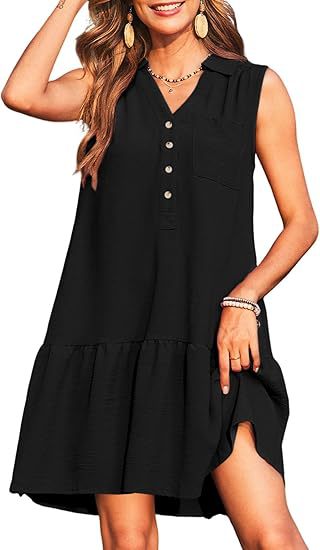 Buy Spring And Summer V-neck Buttons Sleeveless Dress online at DLC Market