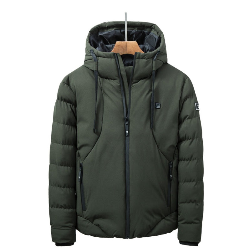 New Men Women Cotton Coat USB Smart Electric Heated Jackets Winter Thicken Down Hooded Outdoor Hiking Ski Clothing 7XL by null