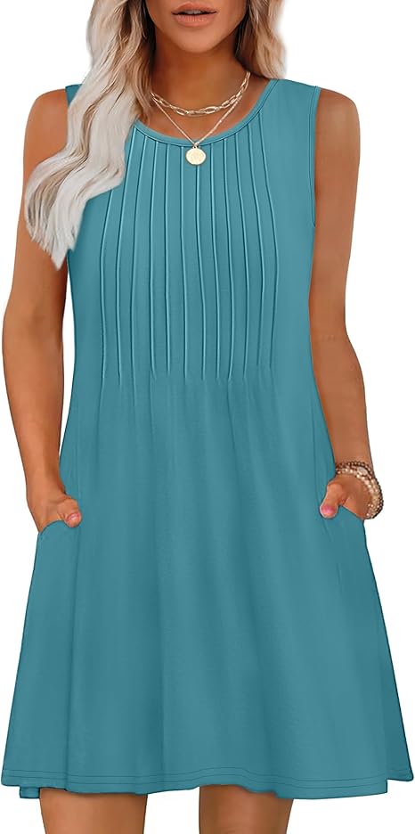 Buy Loose Beach Vacation Casual Round Neck Sleeveless Vest Dress online at DLC Market
