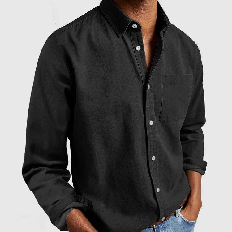 Men's Shirt New Long Sleeve Lapel by null