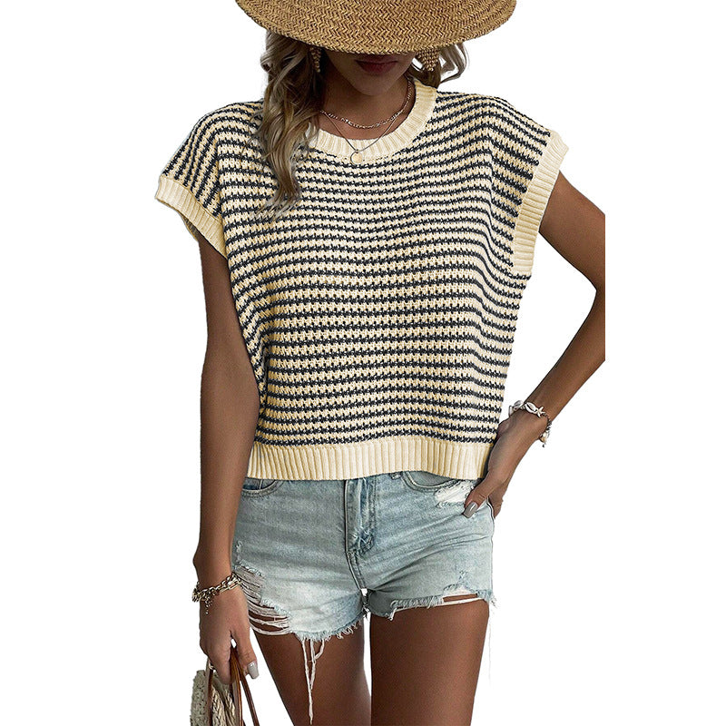 Buy Women's Summer Stripes Patchwork Knitting Vest Top online at DLC Market