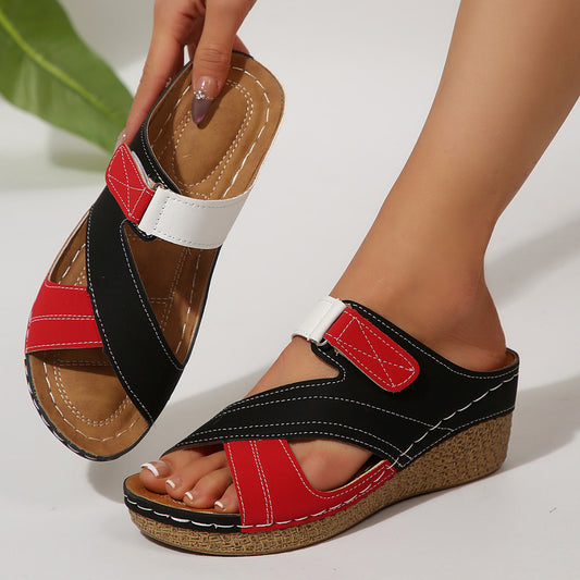 Buy Sewing Line Lightweight Wedge Velcro Multicolor Shoes online at DLC Market