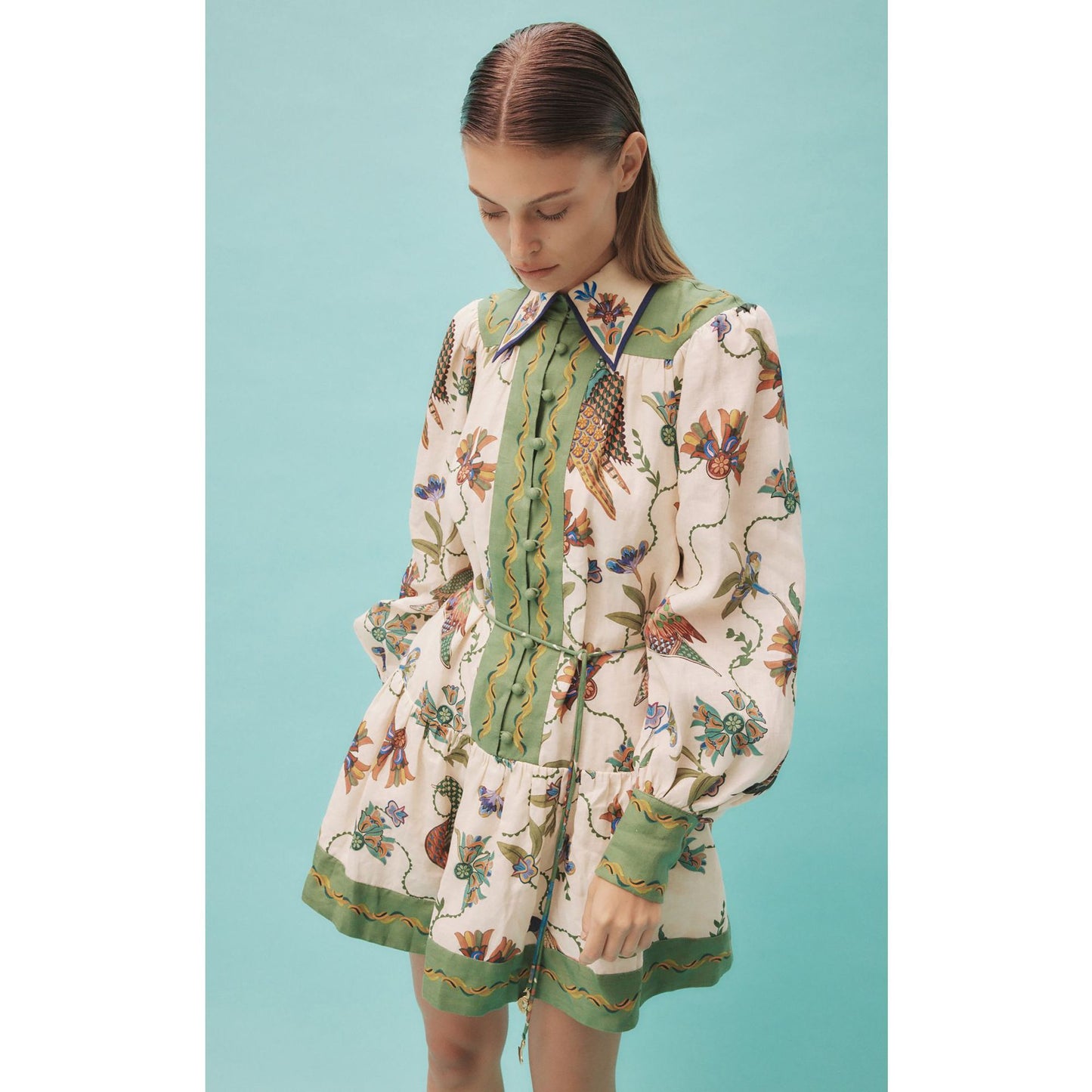 Buy Long Sleeve Printing Lapel Dress online at DLC Market