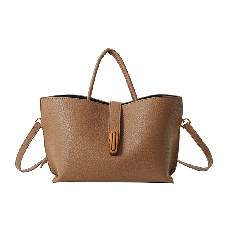 Buy INS Litchi Pattern Shoulder Bag Fashion Zipper Bucket Bag High Capacity Totes Handbag For Women online at DLC Market