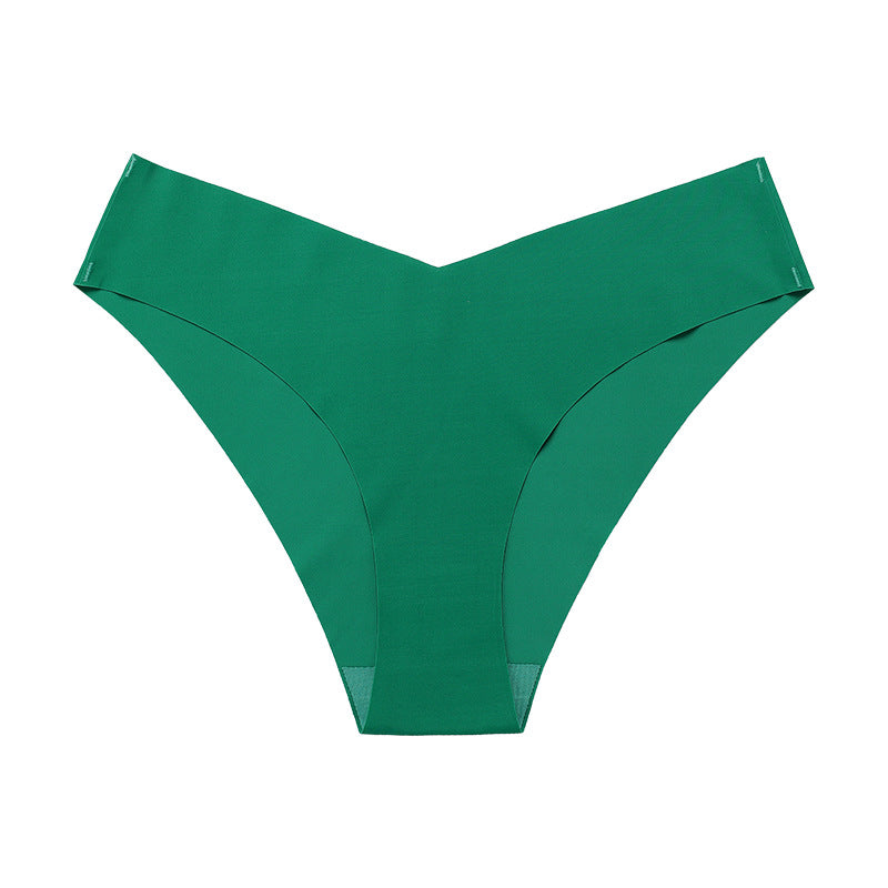 Buy Seamless Ice Silk Underwear For Women With V-shaped Waistband. One-piece Pure Cotton Crotch Breathable Women's Briefs. online at DLC Market