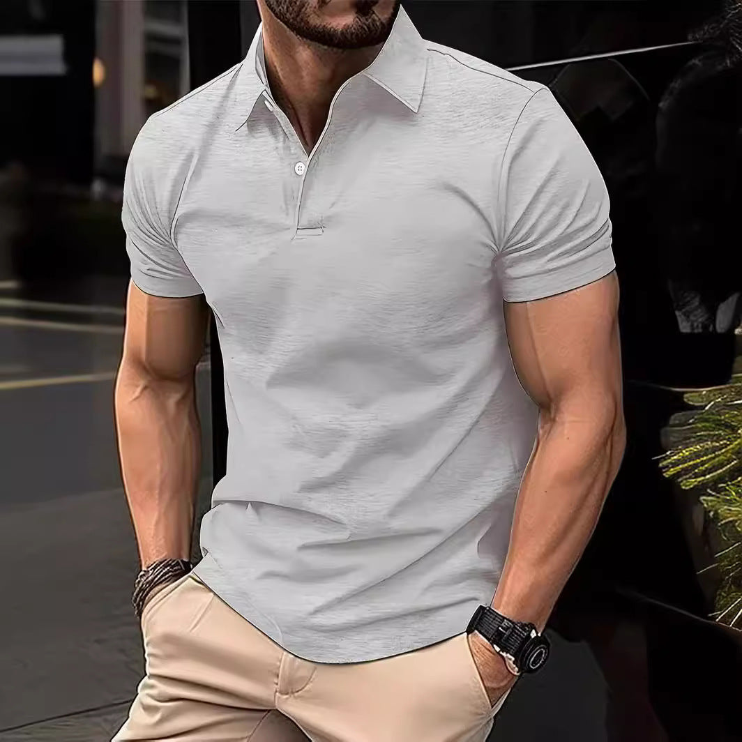 High Sense Casual Solid Color Buttons Short Sleeve by null