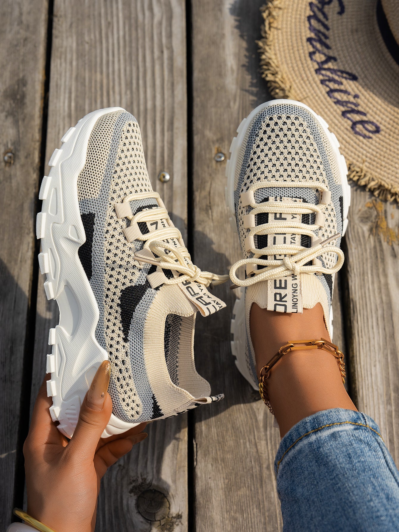 Buy Flyknit Mesh Shoes Women's Breathable Lace-up Sneakers Walking Running Casual Shoes online at DLC Market