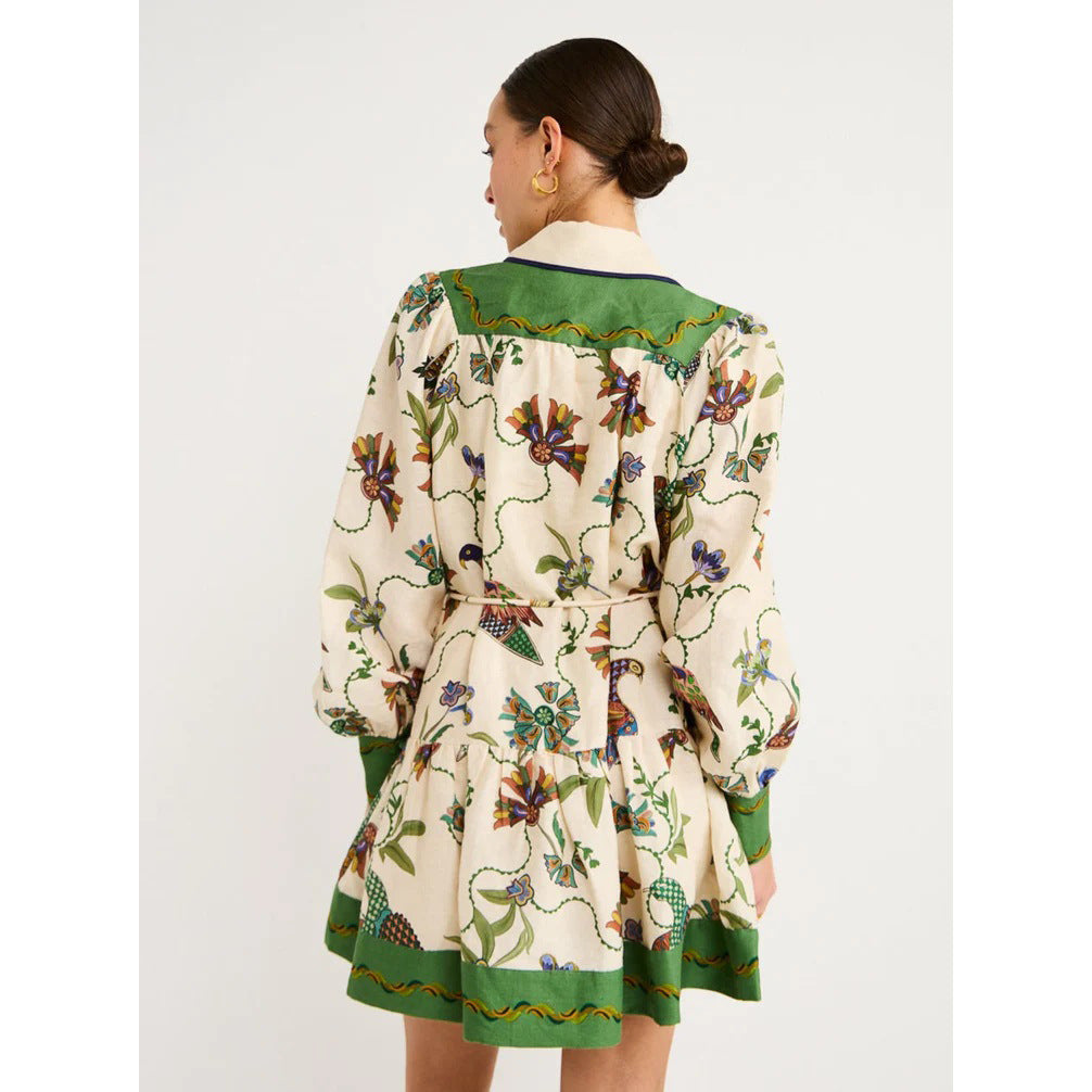 Buy Long Sleeve Printing Lapel Dress online at DLC Market