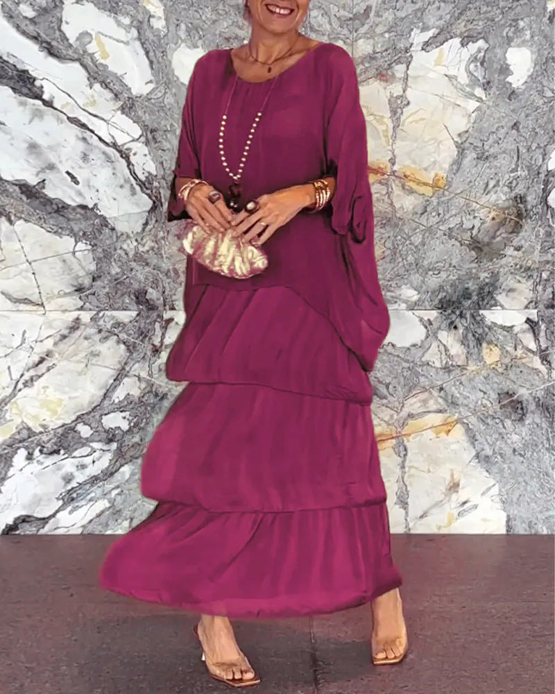 Buy Women's Fashion Temperament Crew Neck Batwing Sleeve Dress online at DLC Market