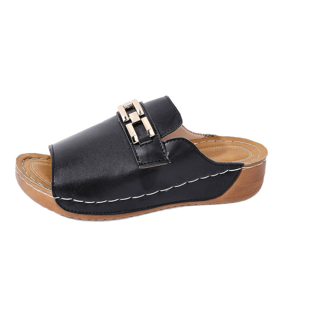 Buy Plus Size Peep Toe Slippers With Metal Accessories online at DLC Market
