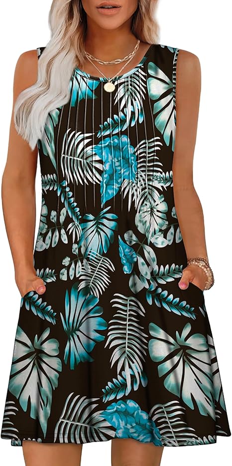 Buy Loose Beach Vacation Casual Round Neck Sleeveless Vest Dress online at DLC Market