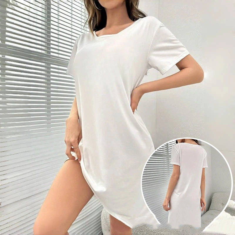 Buy Spring And Summer Home Wear Comfort And Casual Loose Women's Nightdress Short Sleeve Pajamas online at DLC Market
