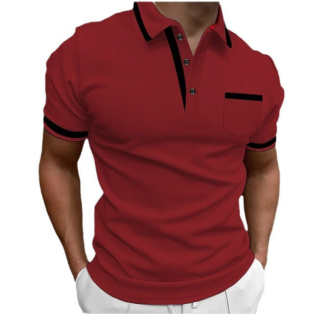 Men's Casual Square Collar Double Buckle Printed Short Sleeve by null