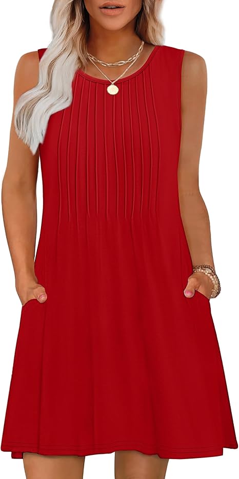 Buy Loose Beach Vacation Casual Round Neck Sleeveless Vest Dress online at DLC Market