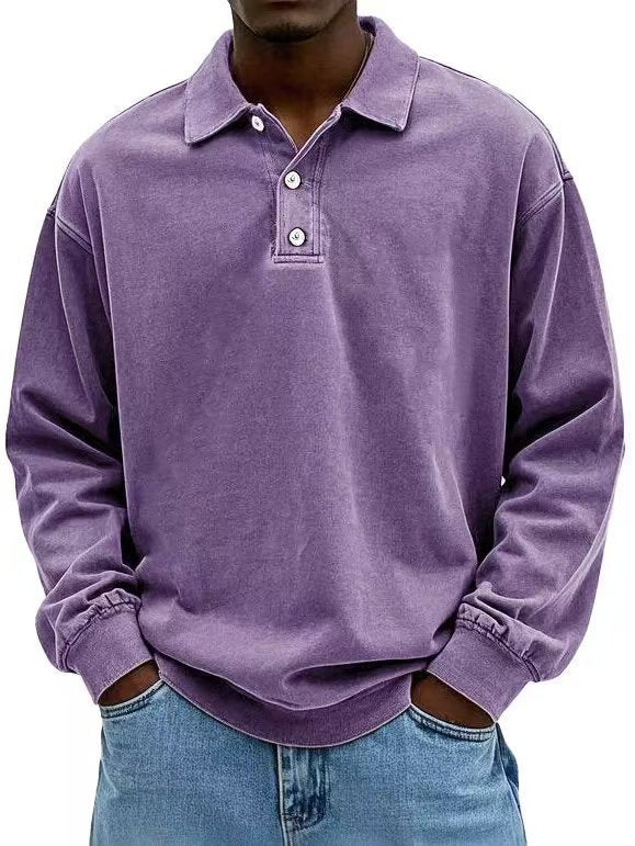 Fall Men's Long Sleeve Polo Shirts Casual Breathable Comfortable Tees Shirt Solid High Quality Sweatshirt Male T-Shirt by null