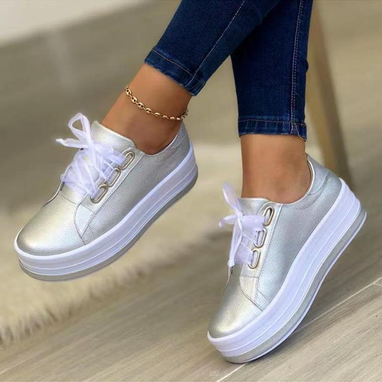 Buy Single Large Size Casual European And American Lace-up Flat Round Toe Platform Women's Shoes online at DLC Market