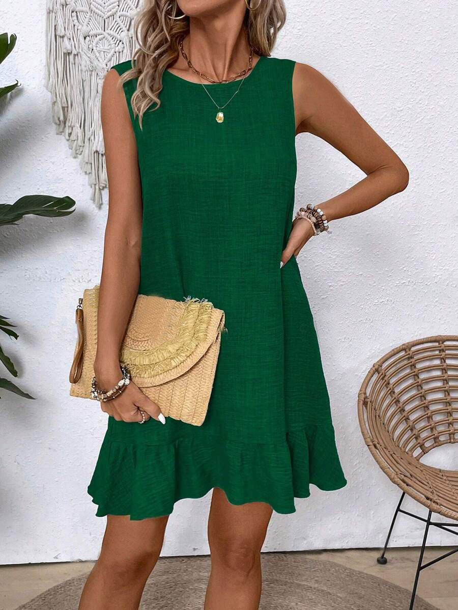 Summer Ruffle Dress Fashion Loose Sleeveless Straight Beach Dresses For Women by null
